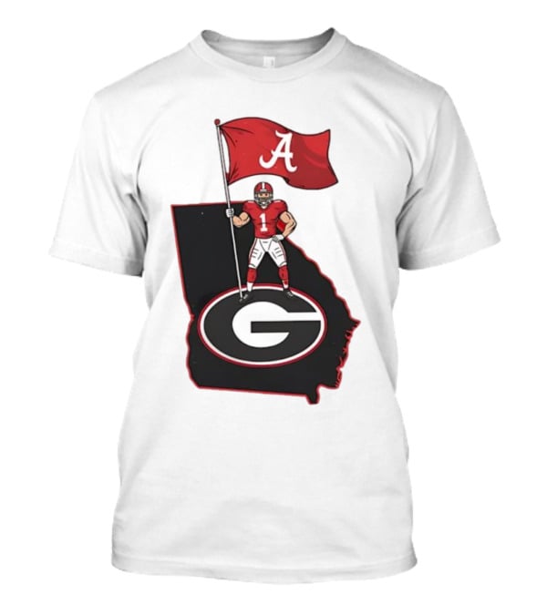 Alabama Crimson Tide Flag Over Georgia Bulldogs Map Football Rivalry T-Shirt
