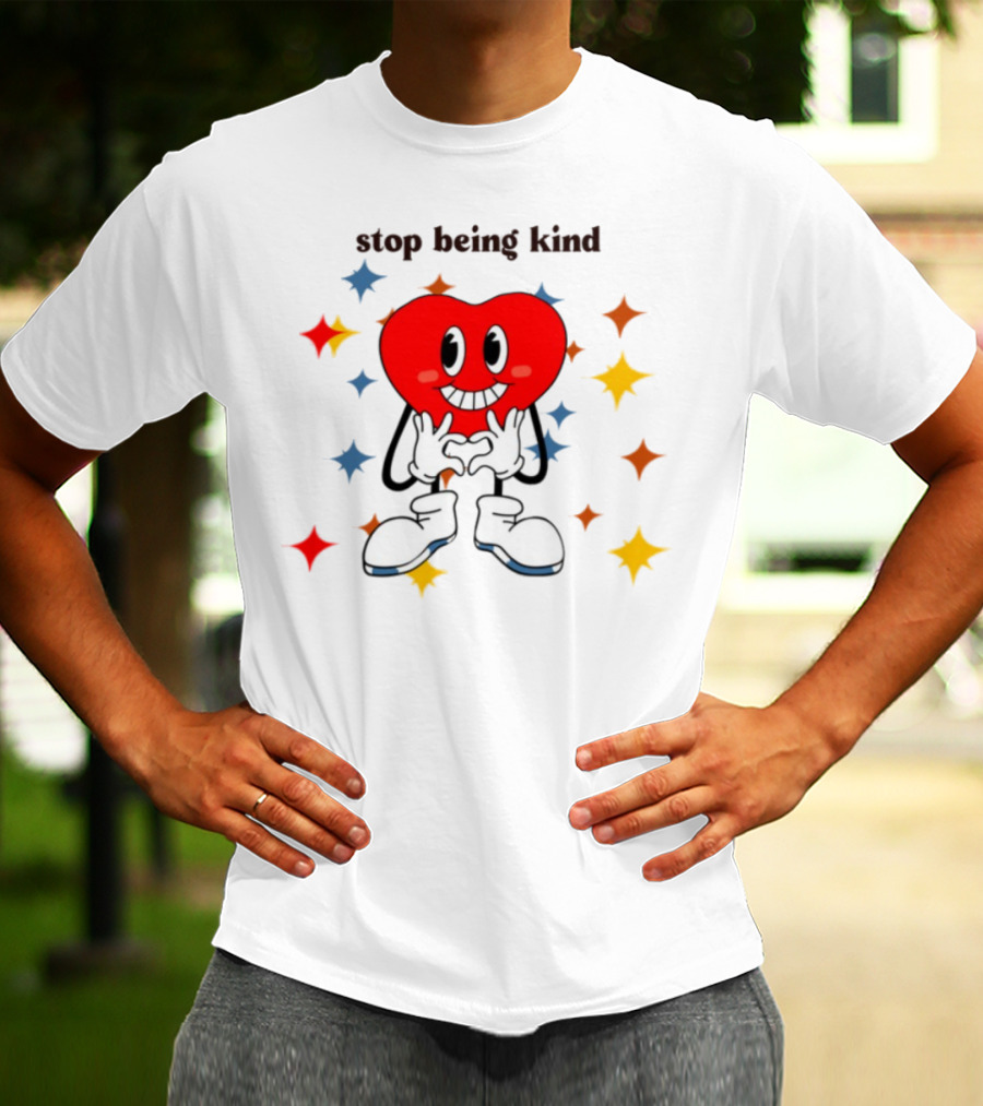 Transphobic Stop Being Kind Heart Character With Colorful Stars T-Shirt