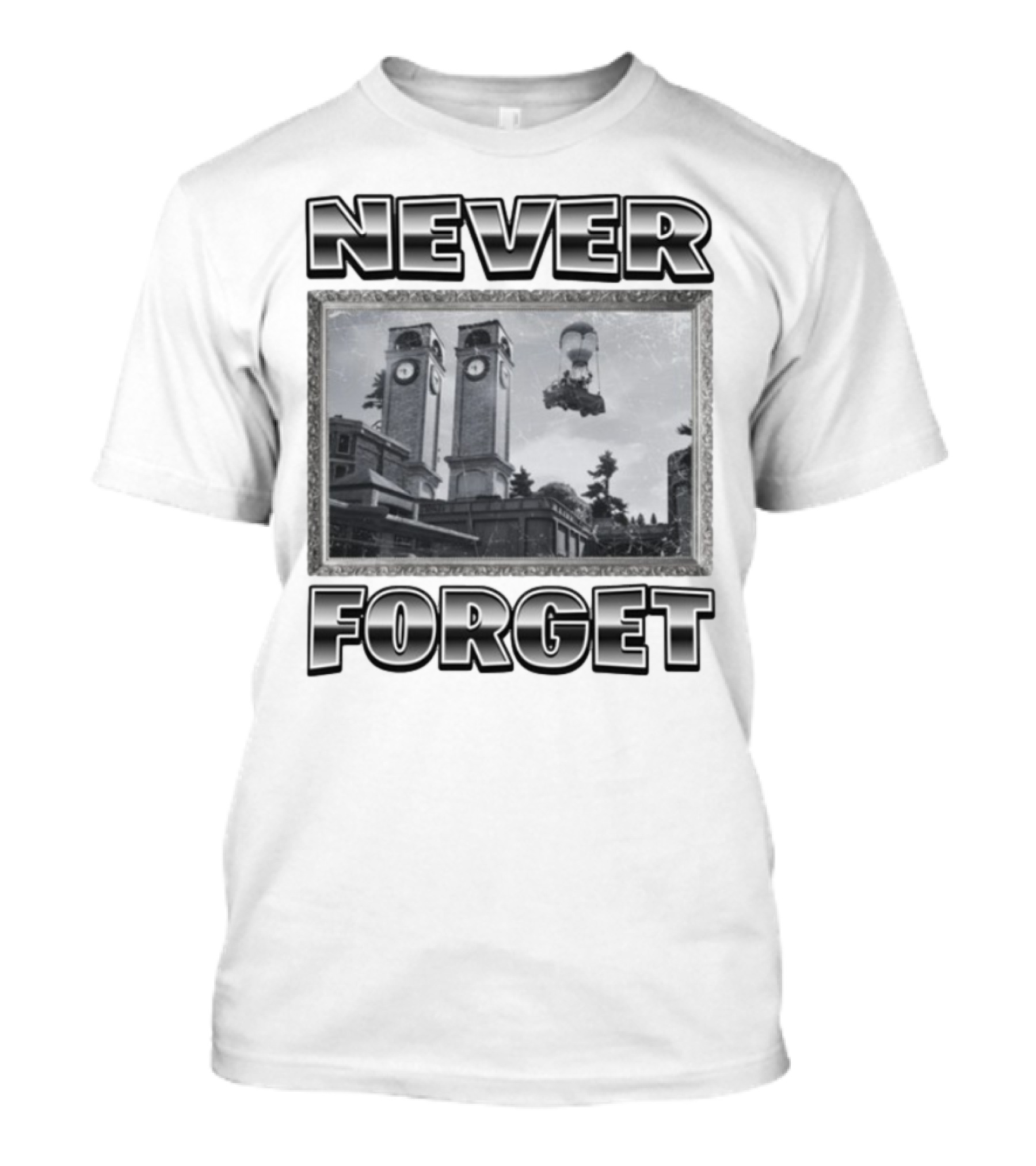 Never Forget Tower Balloon Flight Vintage Photo T-Shirt