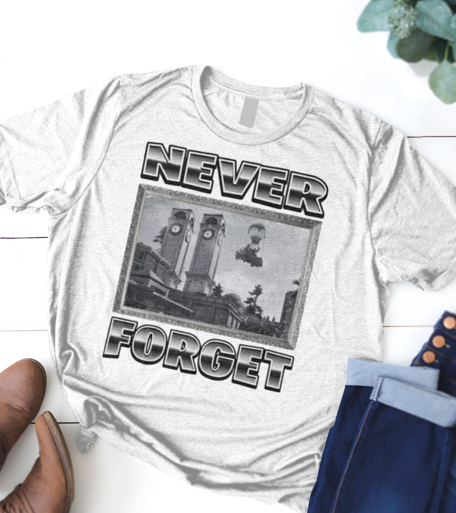 Never Forget Tower Balloon Flight Vintage Photo T-Shirt