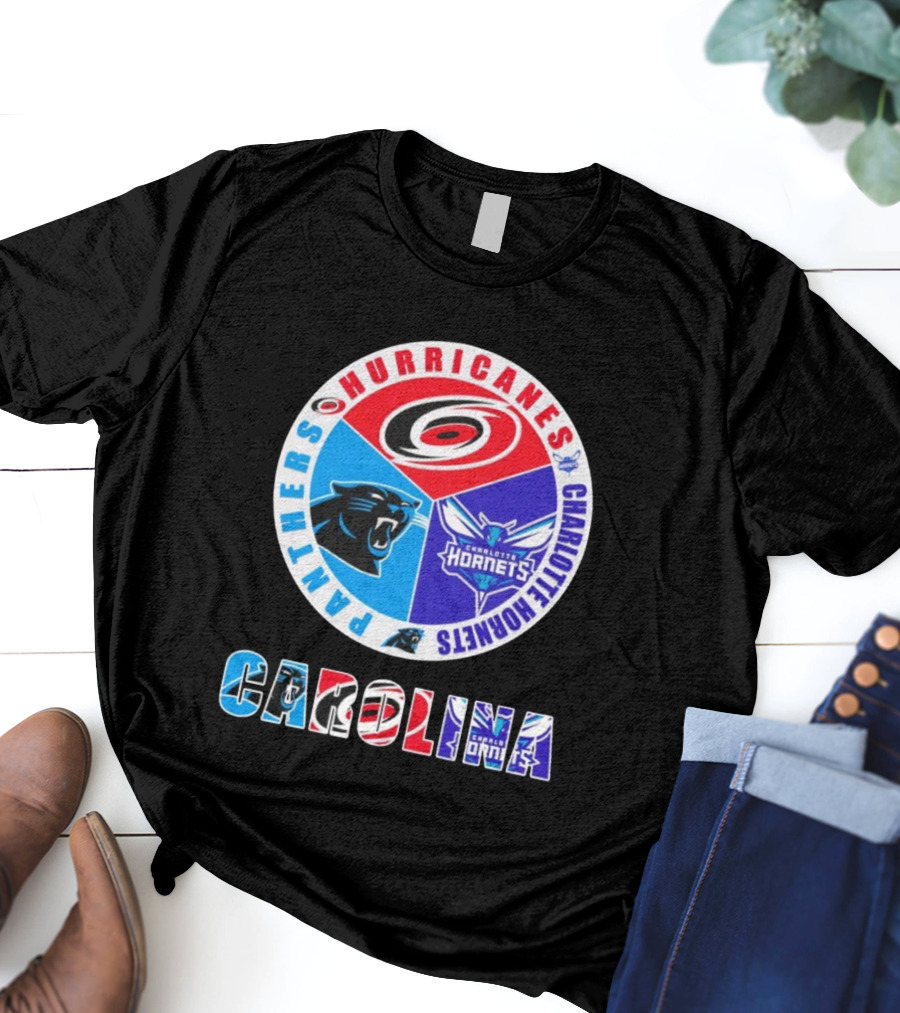 Carolina Hurricanes Panthers Charlotte Hornets Sports Collaboration T-Shirt