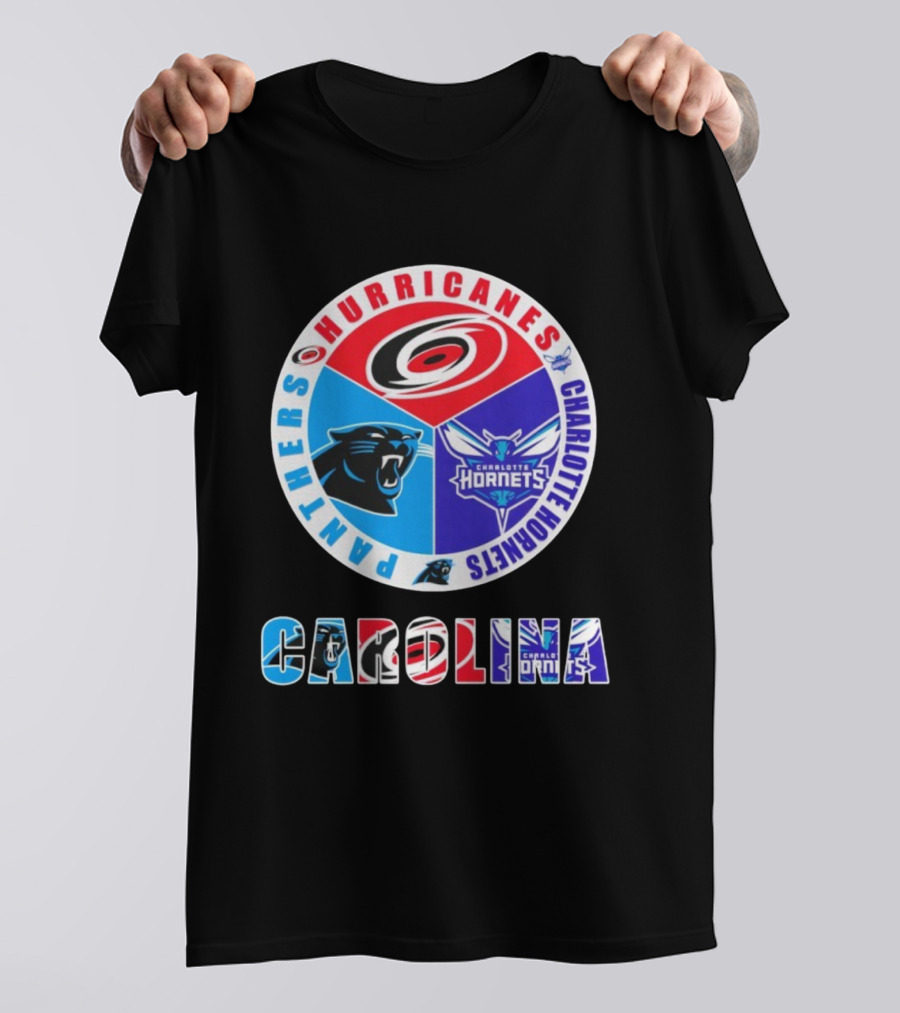 Carolina Hurricanes Panthers Charlotte Hornets Sports Collaboration T-Shirt