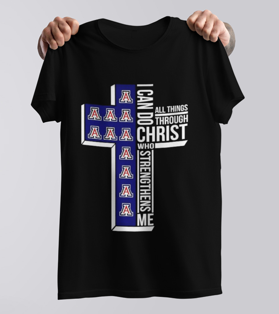 Arizona Wildcats Cross I Can Do All Things Through Christ Who Strengthens Me T-Shirt