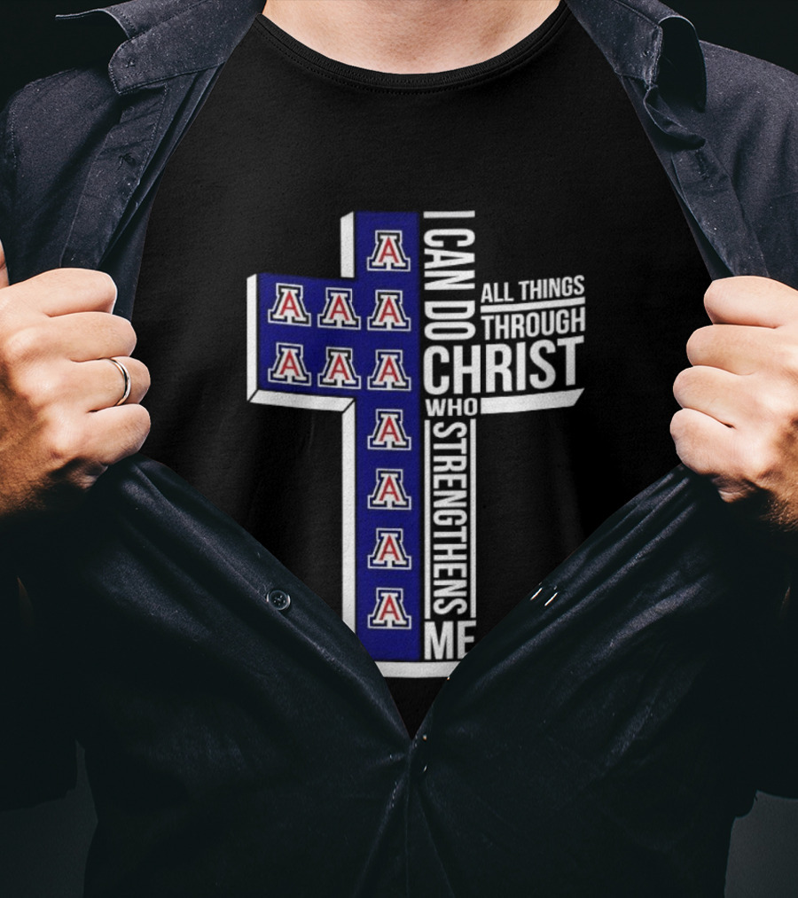 Arizona Wildcats Cross I Can Do All Things Through Christ Who Strengthens Me T-Shirt