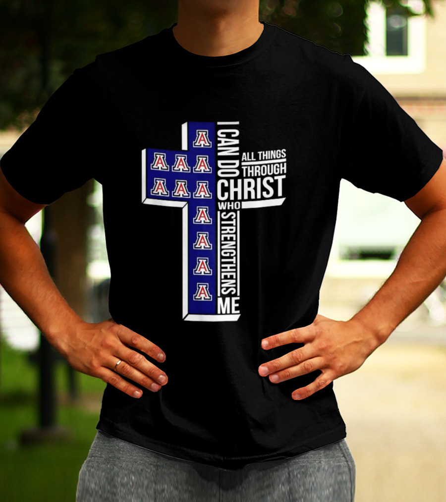 Arizona Wildcats Cross I Can Do All Things Through Christ Who Strengthens Me T-Shirt