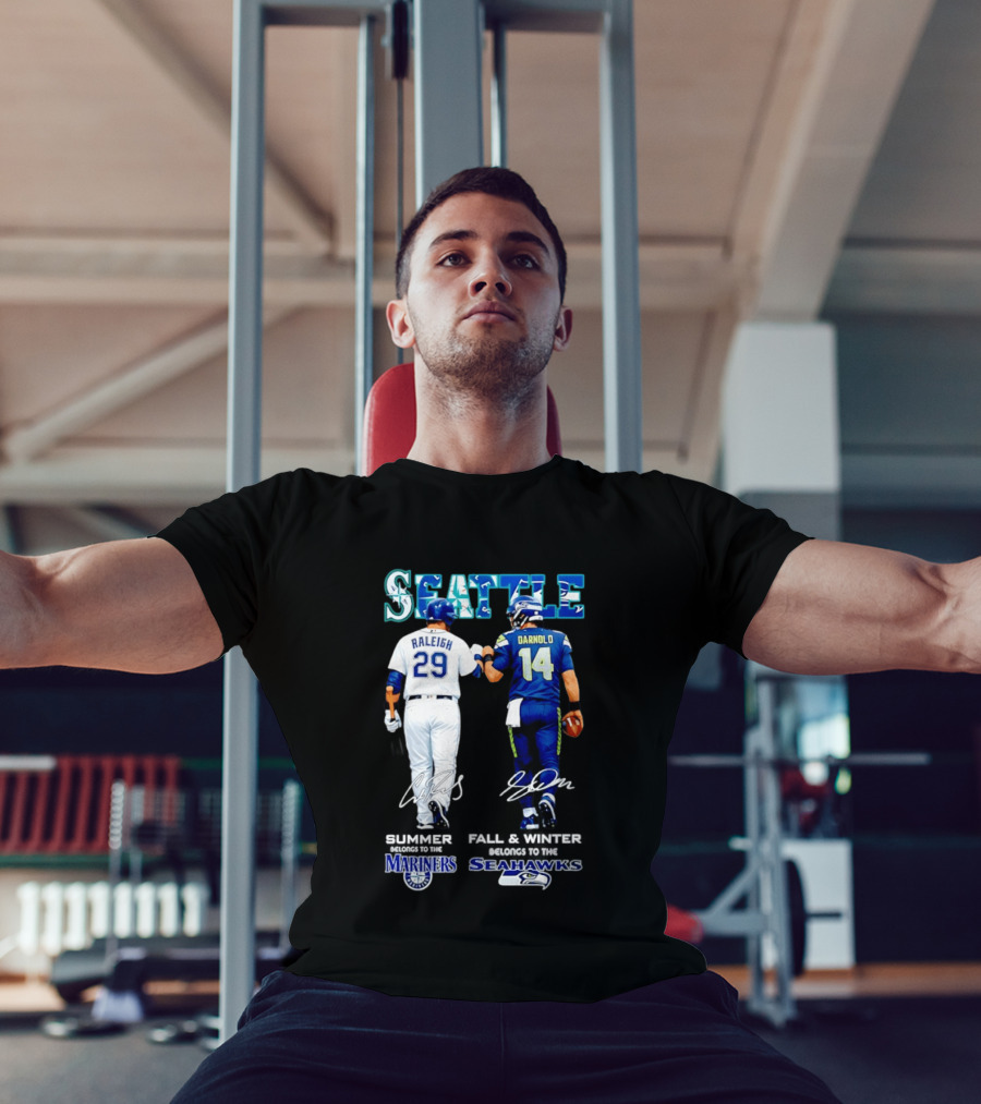 Seattle Cal Raleigh Mariners And Darnold Seahawks Fist Bump Summer Winter T-Shirt