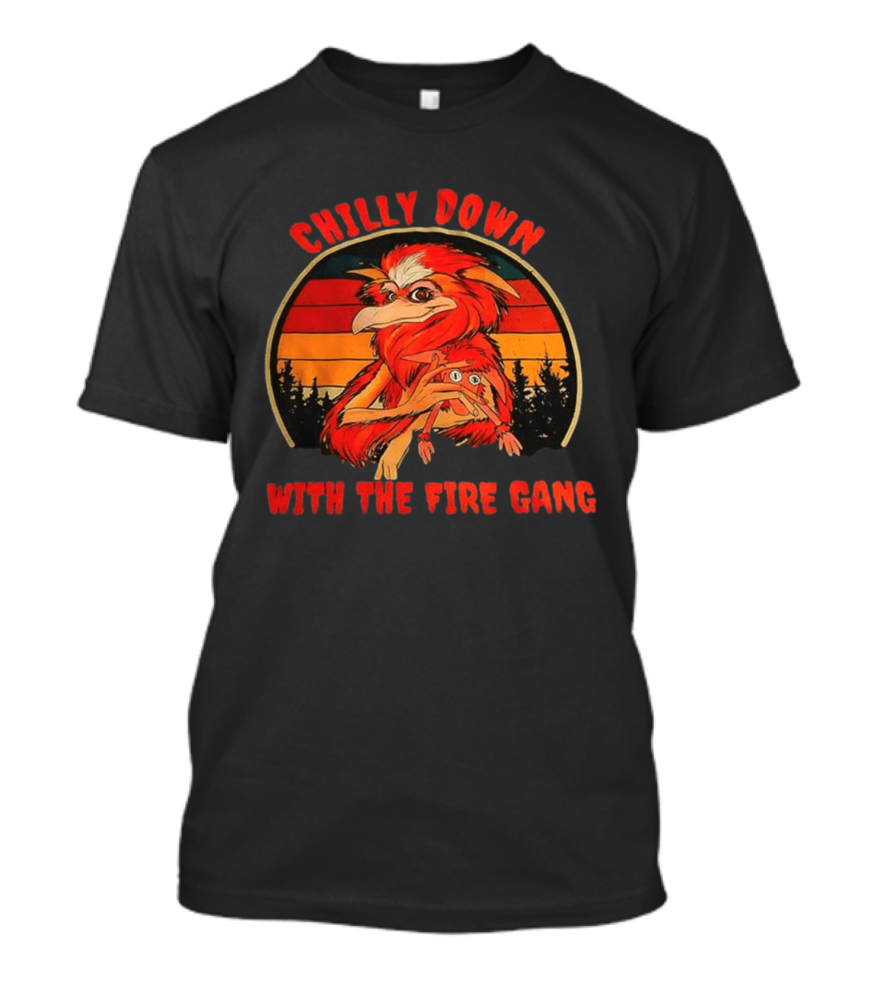Chilly Down With The Fire Gang Retro Vintage Forest Creature T-Shirt