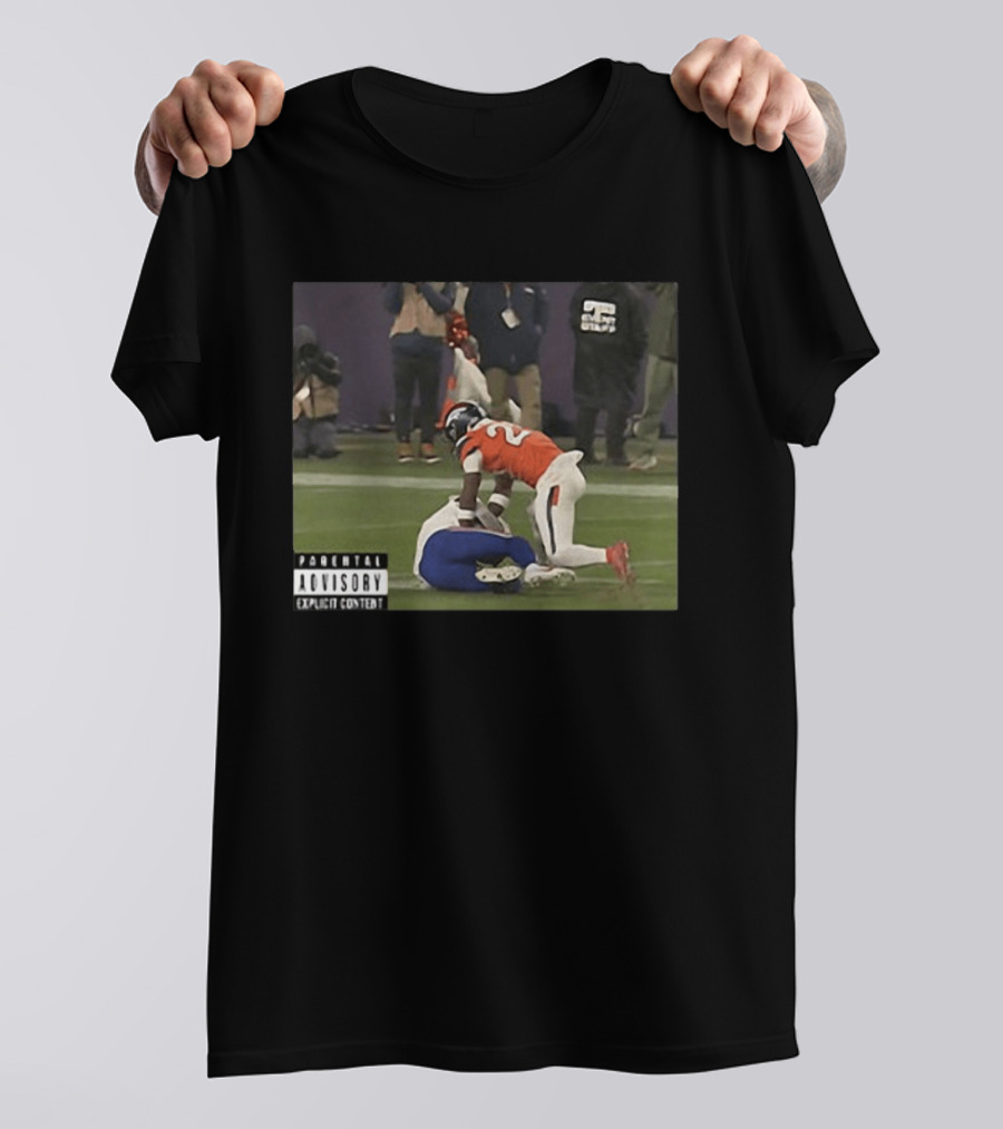 Denver Broncos Vs Buffalo Bills Explicit Content Tackle Controversial Interception Play T-Shirt