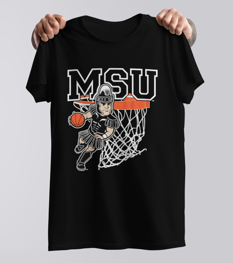 Michigan State Spartans Basketball MSU Logo Slam Dunk T-Shirt