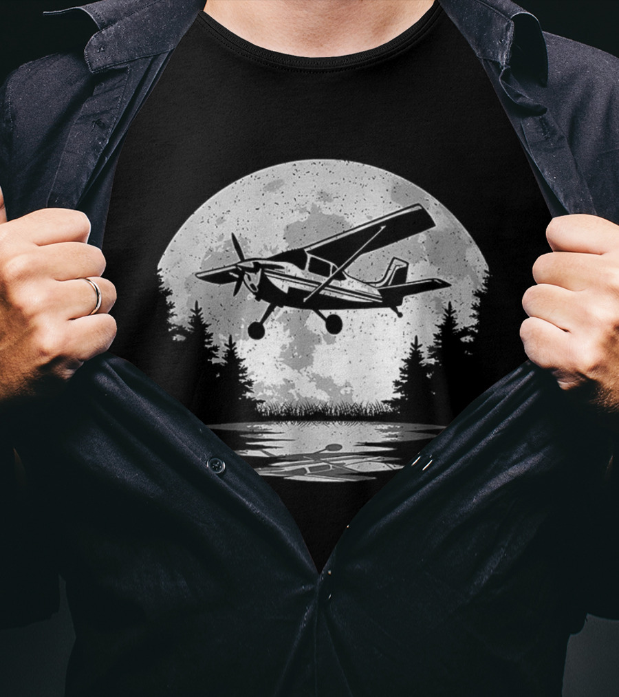 Pilot Airplane Aviator Aviation Vintage Seaplane Reflections T-Shirt