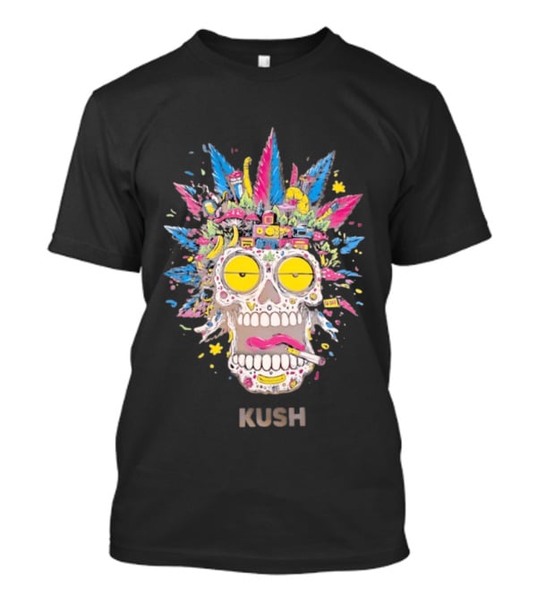 Psychedelic Kush Skull Vibrant Cannabis T-Shirt