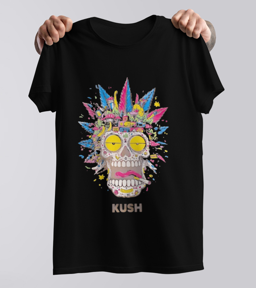 Psychedelic Kush Skull Vibrant Cannabis T-Shirt