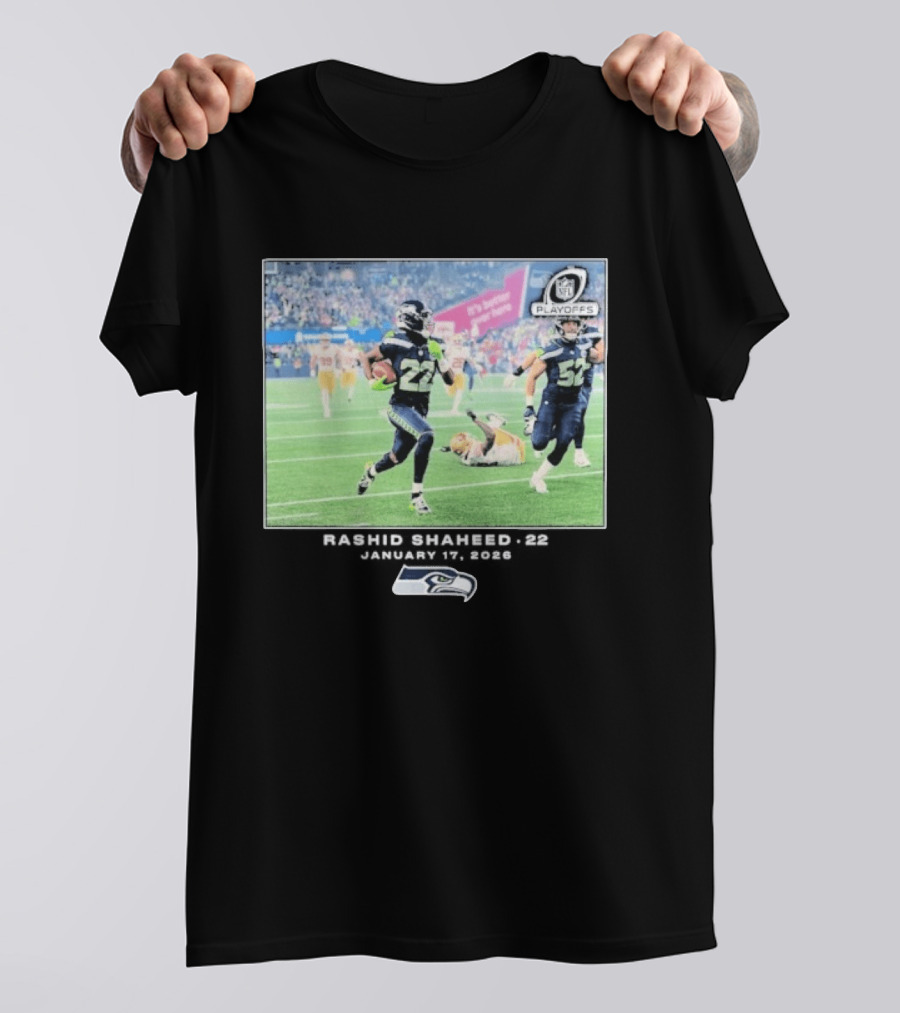 Seahawks Playoffs Rashid Shaheed Jan 17 2026 NFL Action T-Shirt
