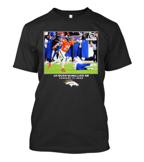 Denver Broncos Playoffs Ja'Quan McMillian 29 Action T-Shirt