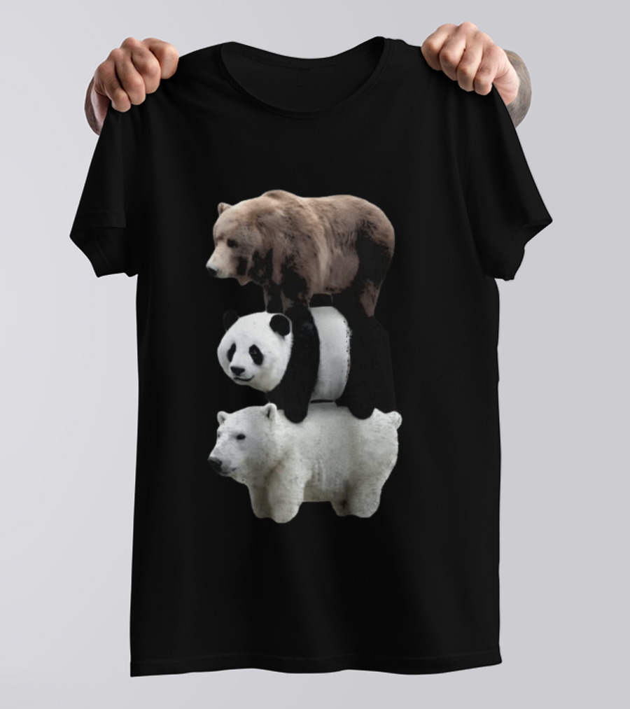 We Bears Realistic Stacked Brown Panda Polar Bears T-Shirt