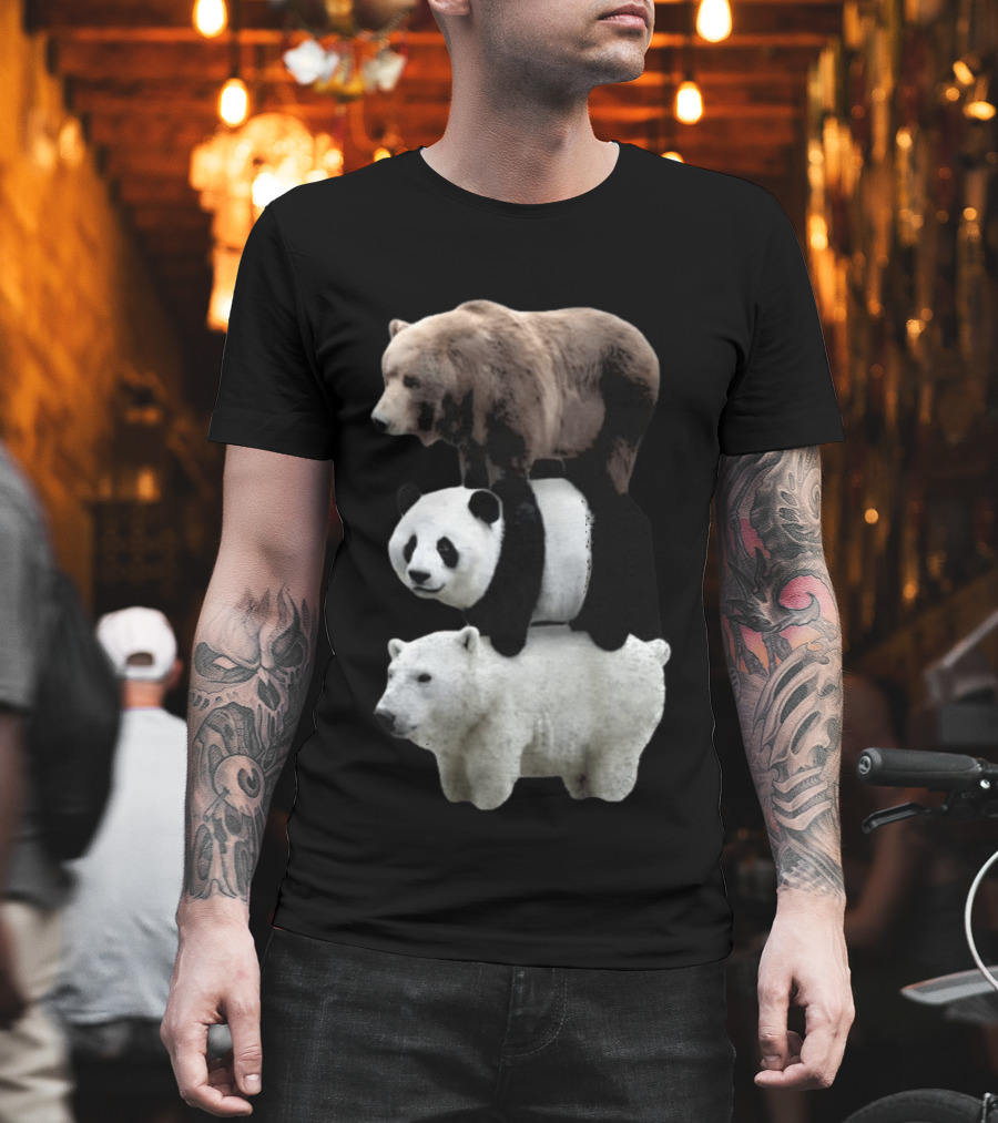 We Bears Realistic Stacked Brown Panda Polar Bears T-Shirt