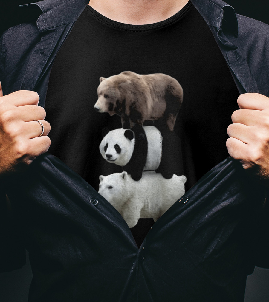 We Bears Realistic Stacked Brown Panda Polar Bears T-Shirt
