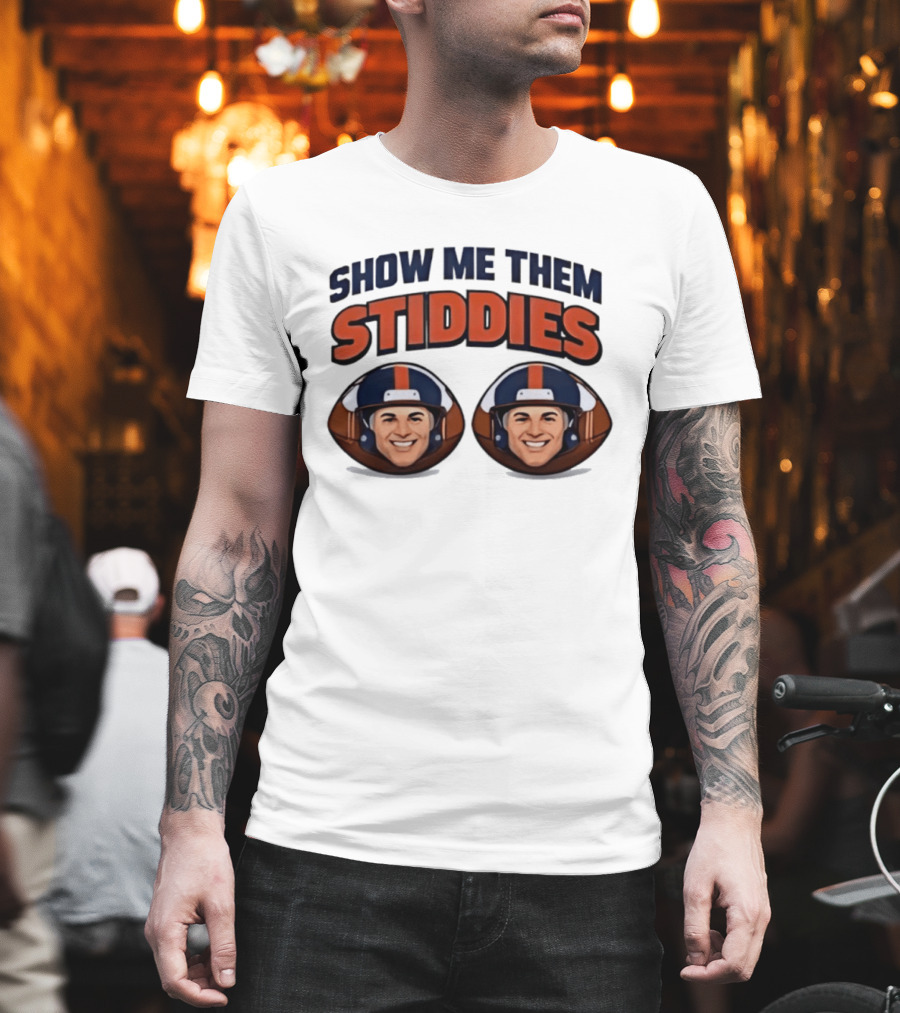 Denver Broncos Show Me Them Stiddies Football Helmets Faces T-Shirt