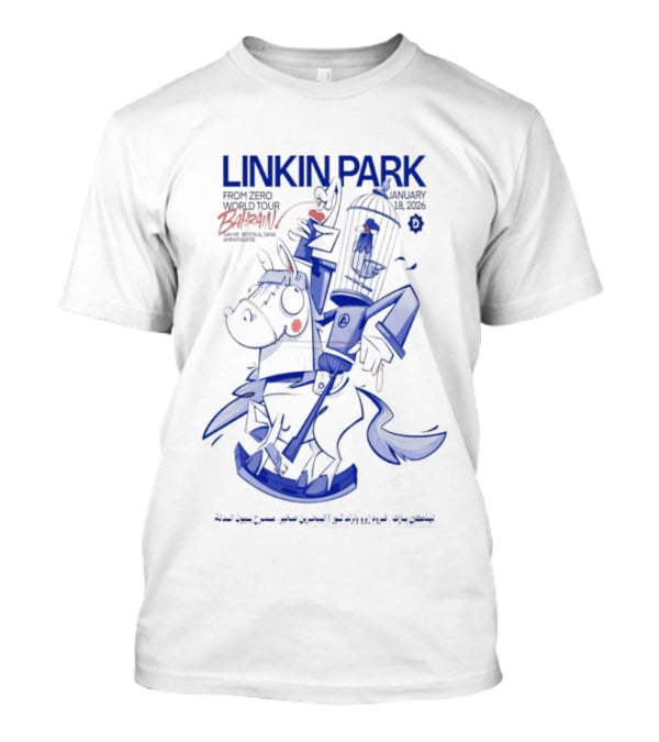 Linkin Park Road To Revolution Bahrain Tour Jan 18 2026 Signed T-Shirt