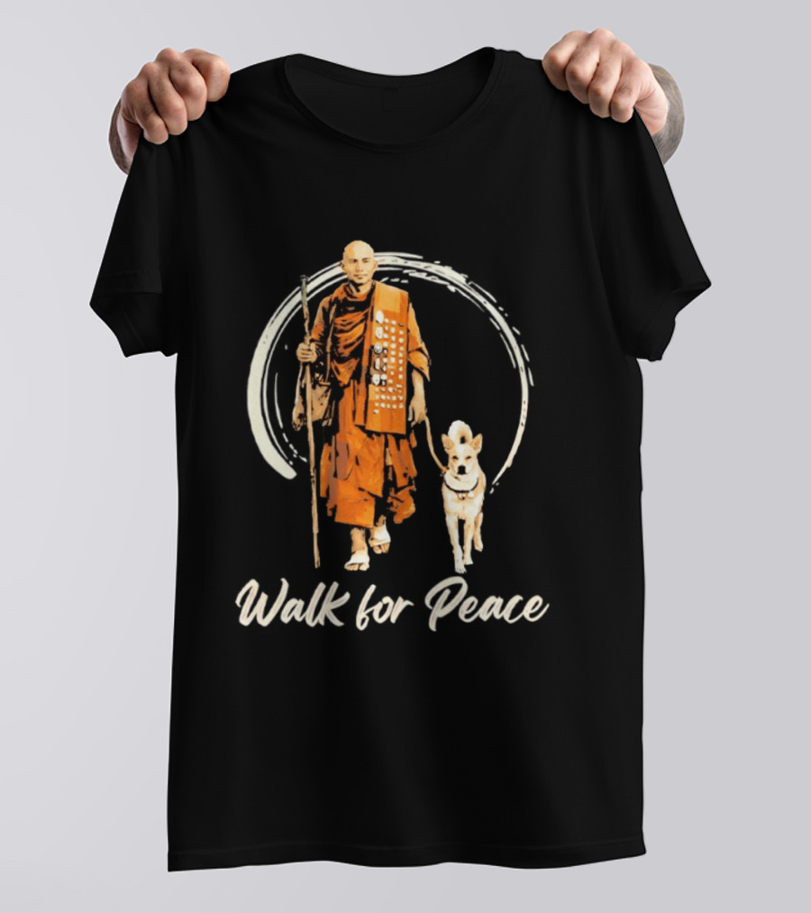 Walk For Peace Aloka With Monk And Dog T-Shirt