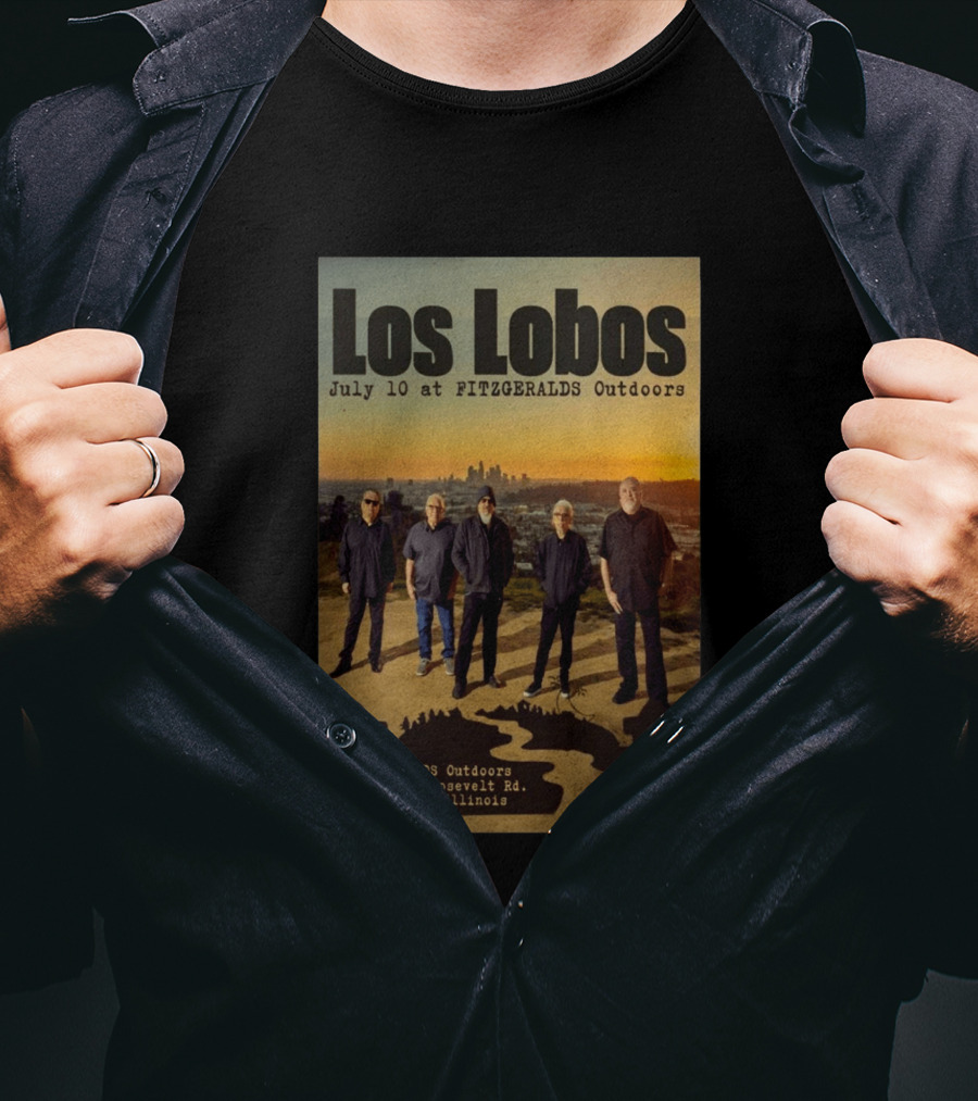 Los Lobos July 10 FitzGerald's Outdoors Berwyn Illinois Event T-Shirt