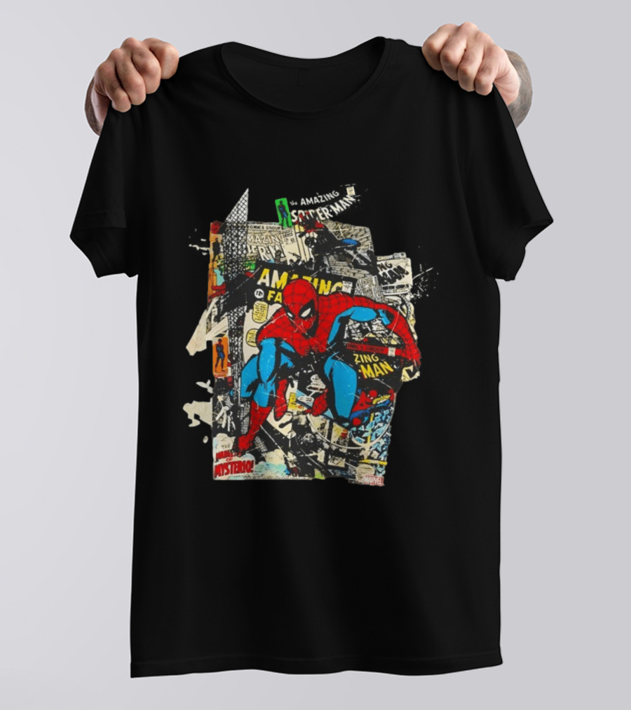 Amazing Fantasy Spider Man Zing Man Marvel Comic Collage T-Shirt