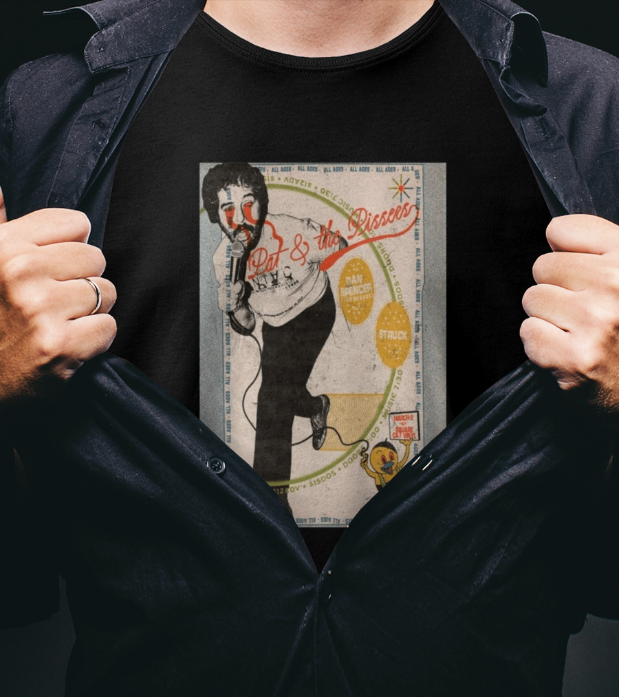 Pat & The Pissers Dan Spencer Struck March 2 All Ages Square Cat Vinyl Concert T-Shirt