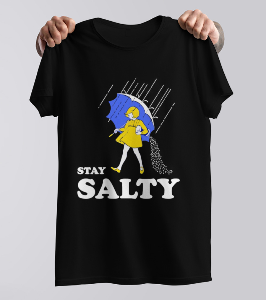 Stay Salty Girl In Yellow With Blue Umbrella T-Shirt