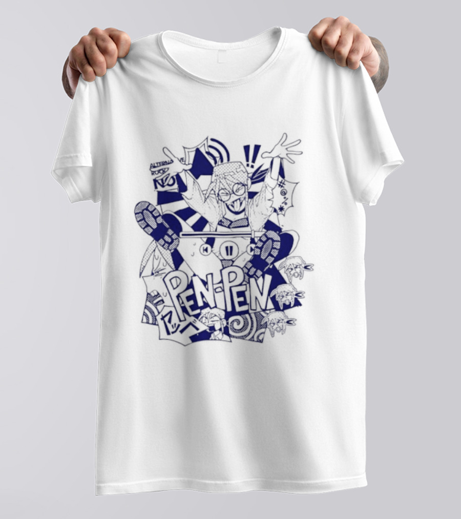 Pen Pen Alterna Ve Abstract Character Blue Vibes T-Shirt