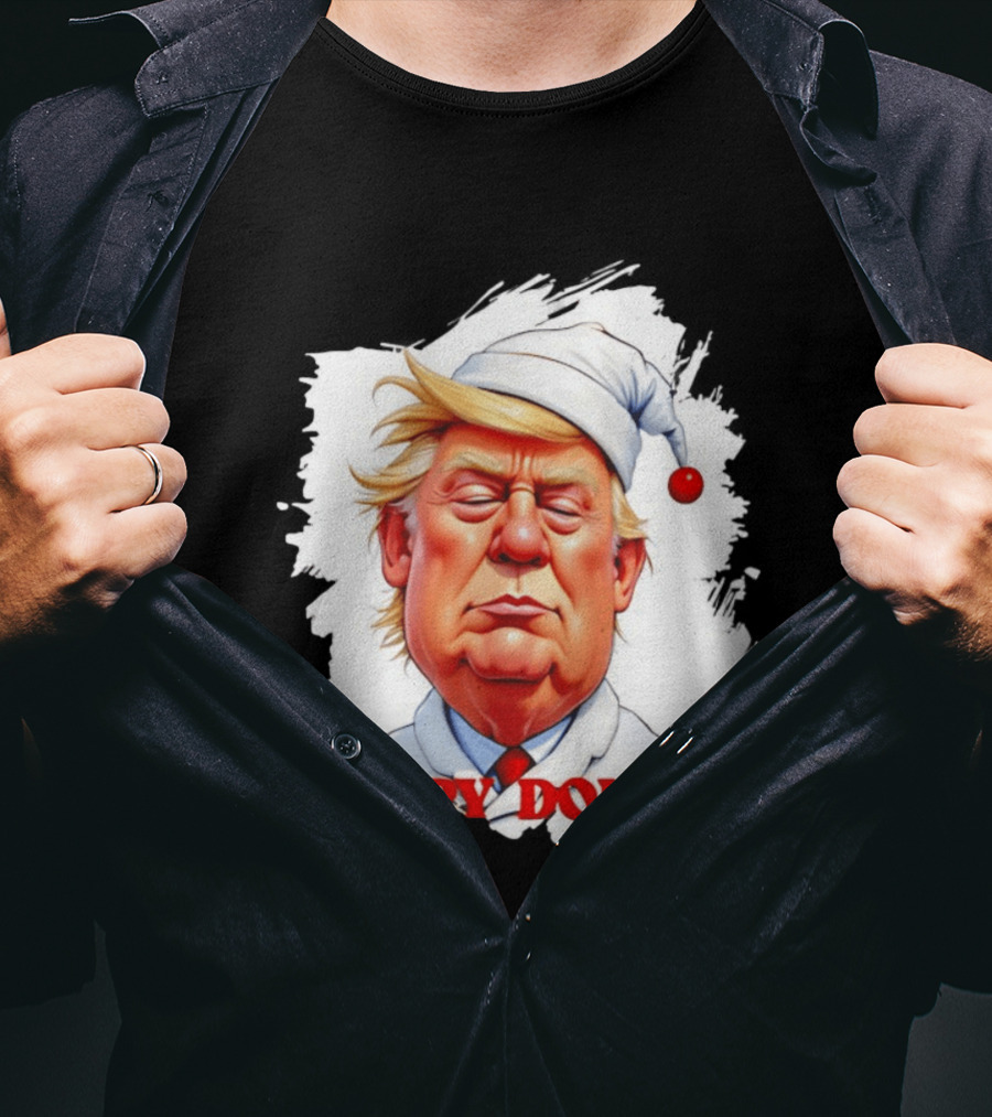 Sleepy Donald Trump In Pajama And Nightcap Cartoon T-Shirt