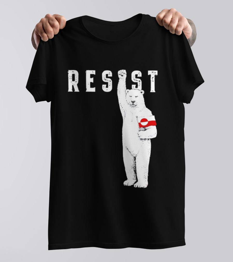 Resist Polar Bear Holding Greenland Flag T-Shirt