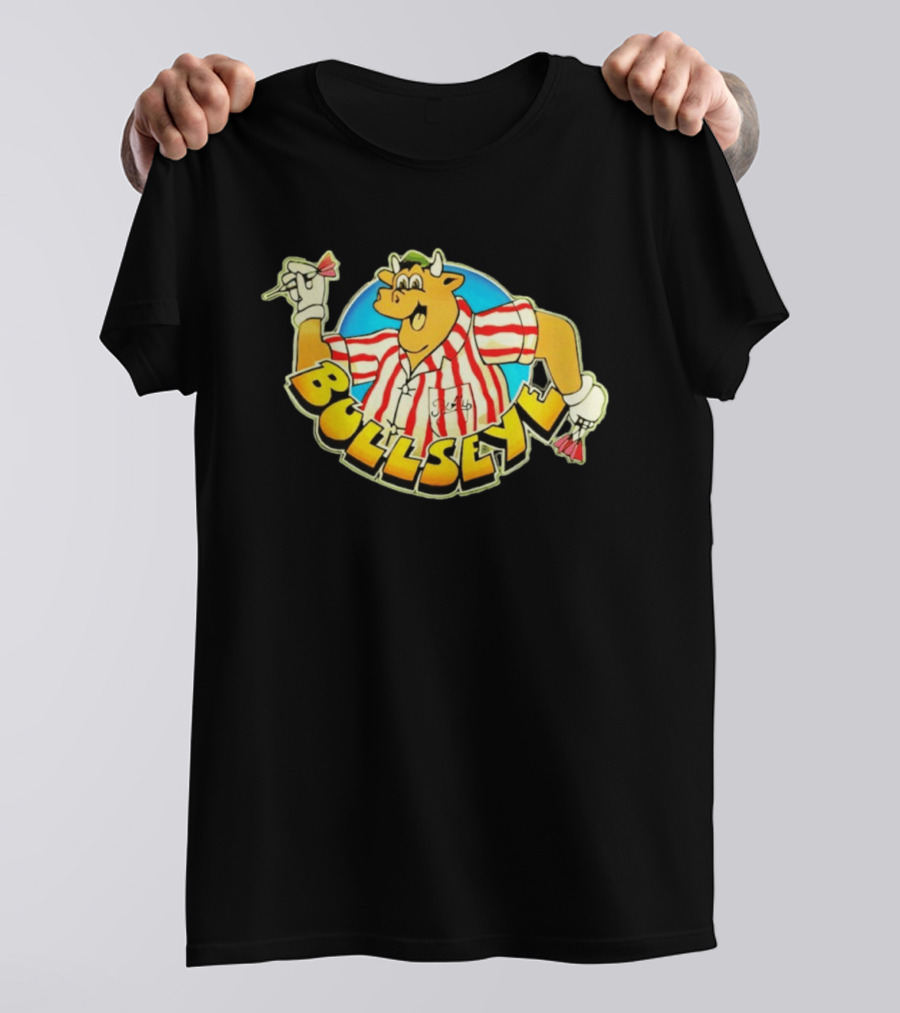 Bullseye Cartoon Bull With Darts Retro TV Show T-Shirt