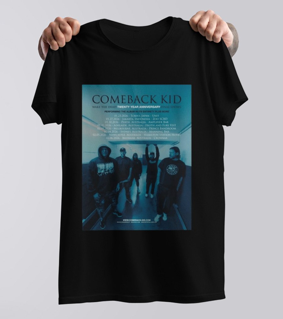 Comeback Kid Wake The Dead Twenty Year Anniversary Asia Australia Tour 2026 Dates T-Shirt