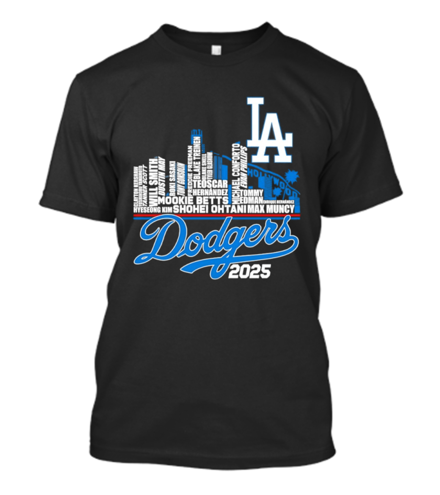 Los Angeles Dodgers 2025 City Skyline Name Players T-Shirt