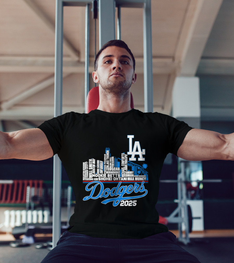 Los Angeles Dodgers 2025 City Skyline Name Players T-Shirt