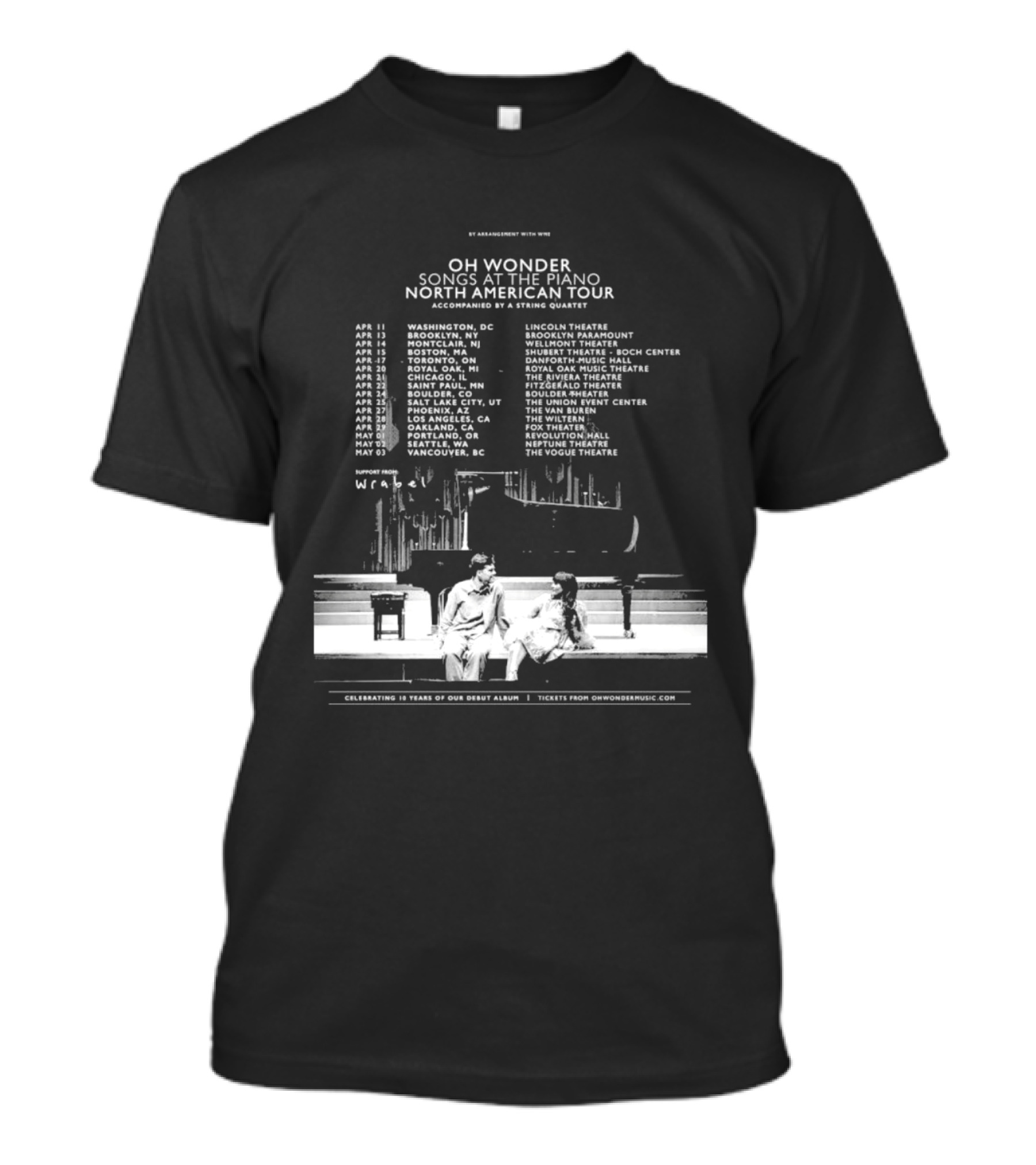 Oh Wonder Songs At The Piano North American Tour 2026 Dates And Venues T-Shirt