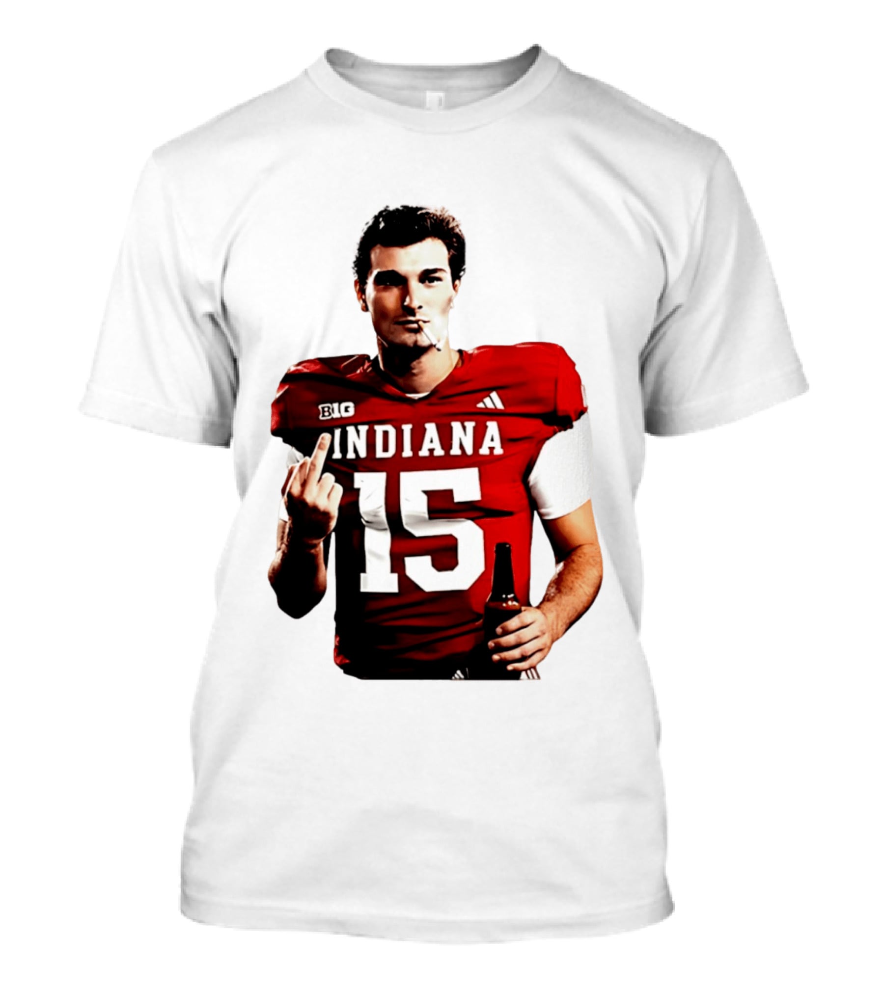 Indiana Hoosiers 15 Middle Finger Smoking Football Player T-Shirt
