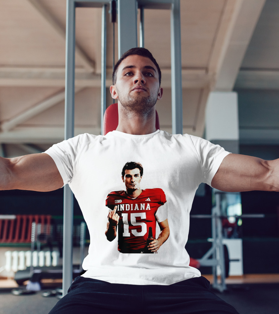 Indiana Hoosiers 15 Middle Finger Smoking Football Player T-Shirt