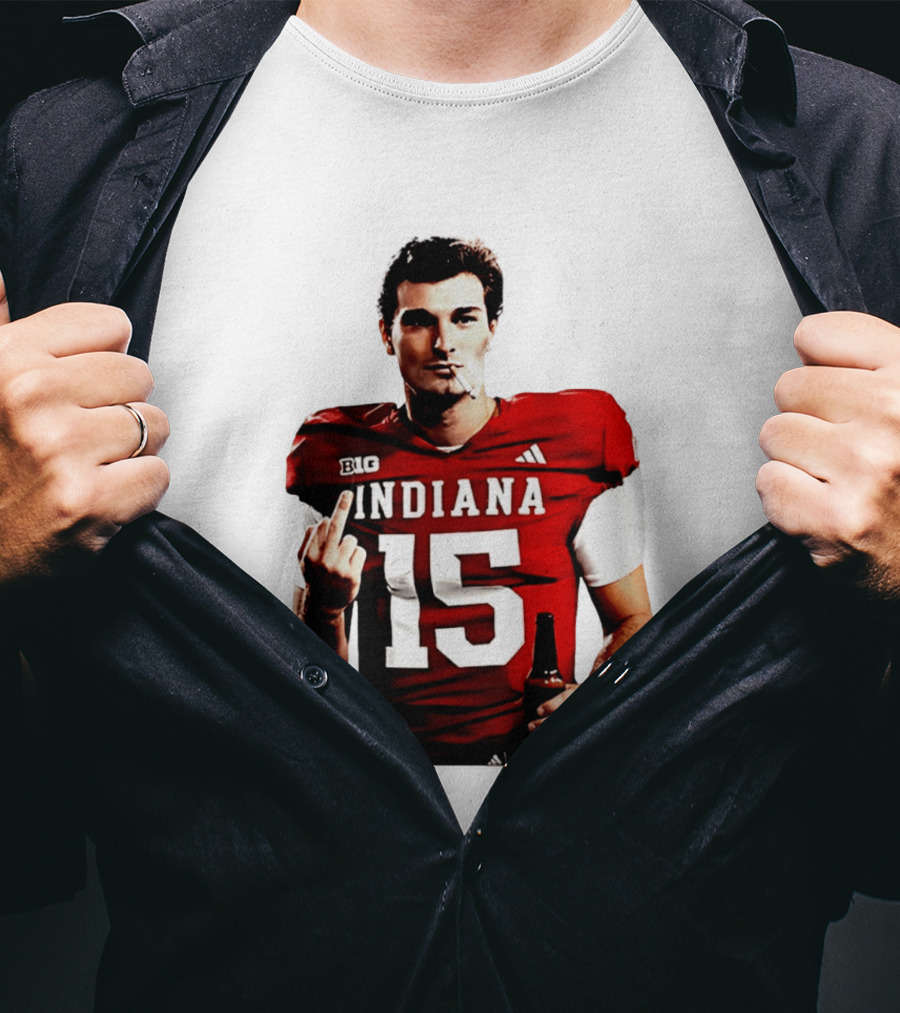 Indiana Hoosiers 15 Middle Finger Smoking Football Player T-Shirt