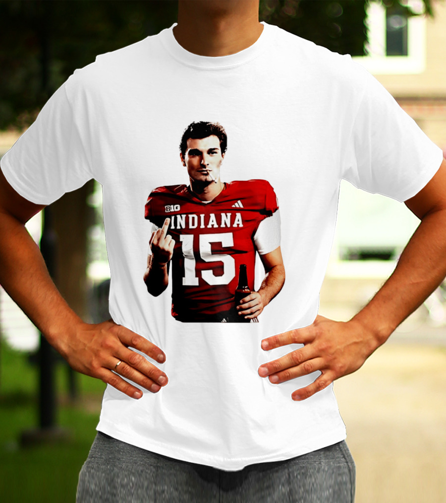 Indiana Hoosiers 15 Middle Finger Smoking Football Player T-Shirt