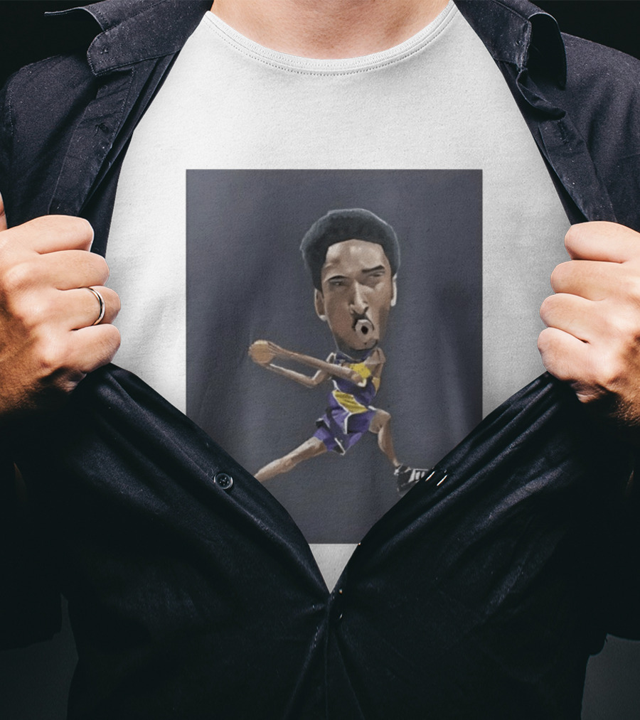 Kobe Bryant Caricature In Lakers Basketball Jersey T-Shirt