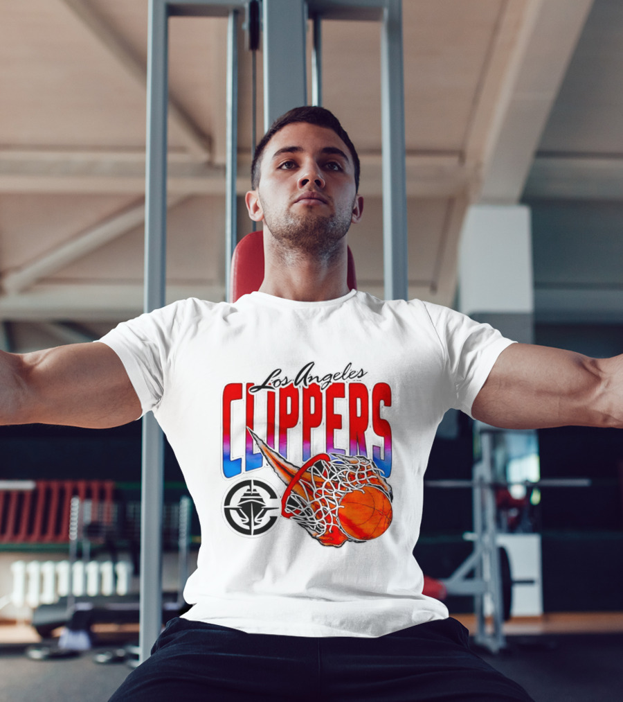 Los Angeles Clippers Basketball Flaming Hoop T-Shirt