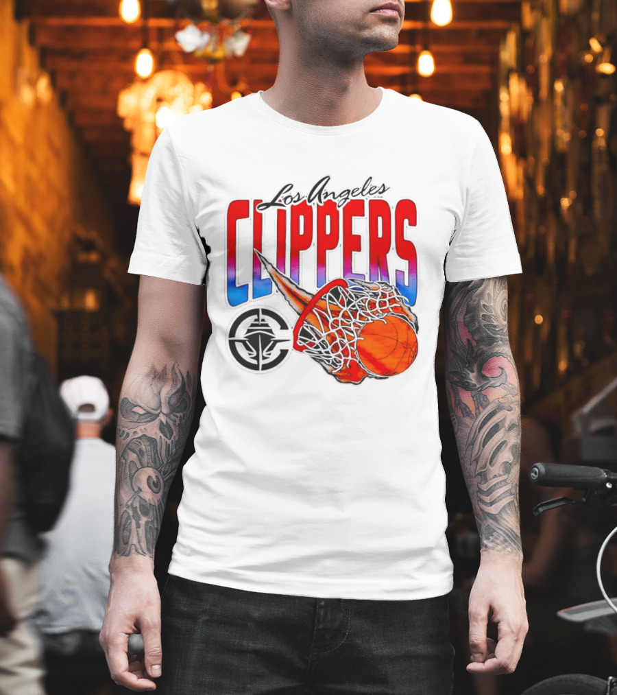 Los Angeles Clippers Basketball Flaming Hoop T-Shirt