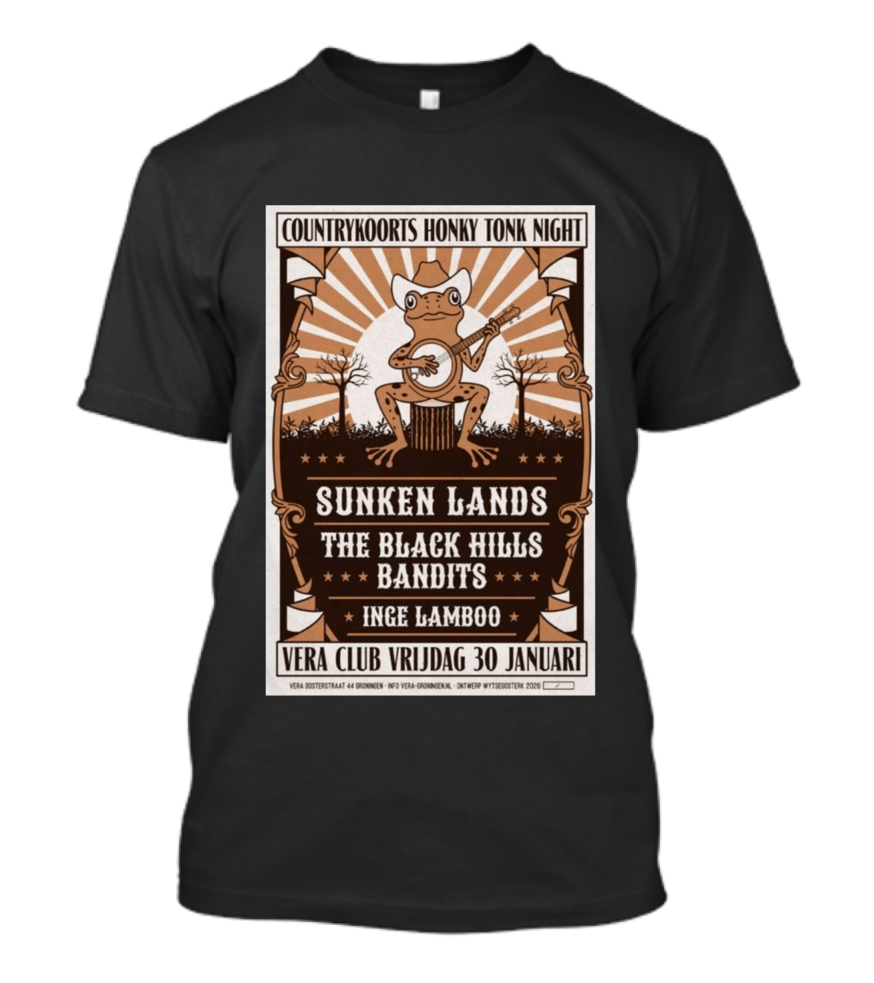 Countrykoorts Honky Tonk Night Sunken Lands Black Hills Bandits Inge Lamboo Vera Club Friday 30 Januari 2026 T-Shirt