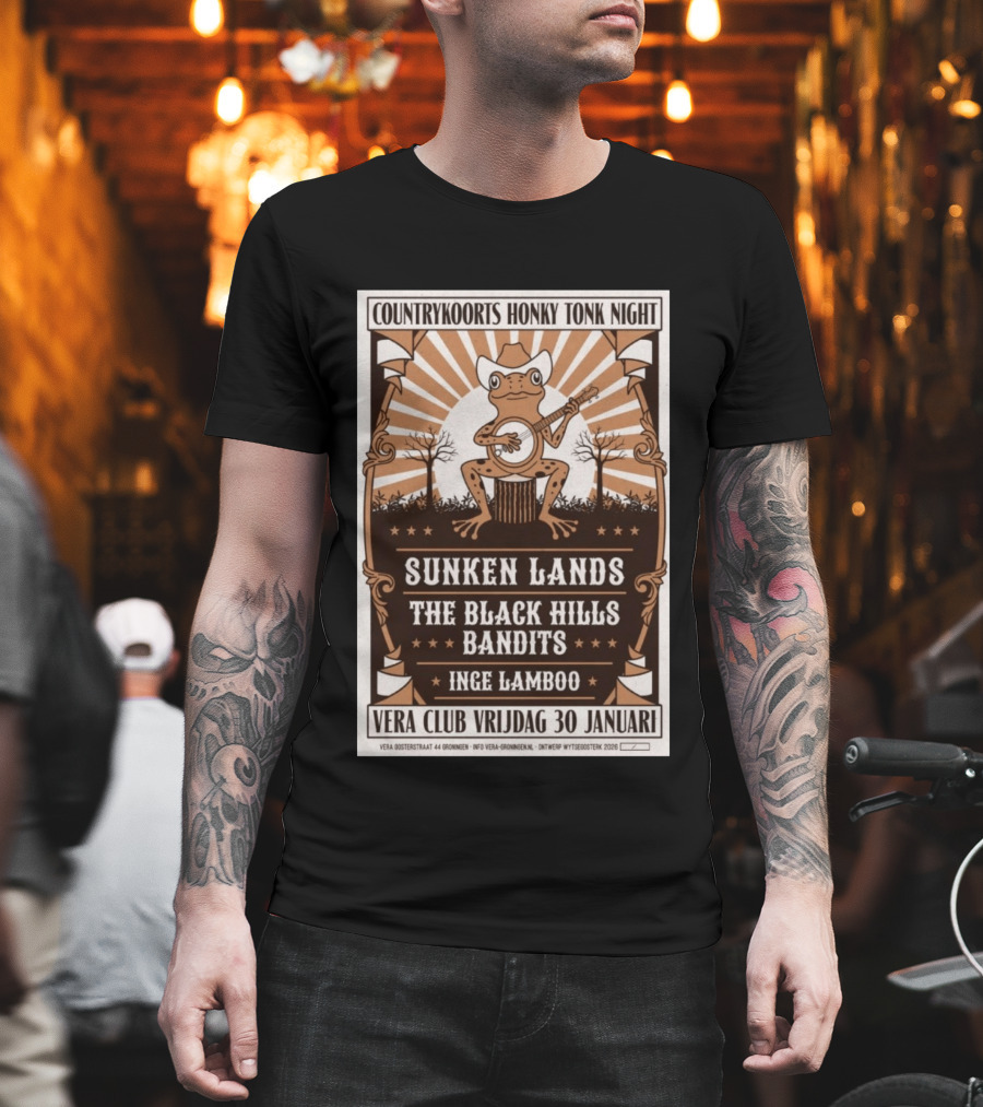 Countrykoorts Honky Tonk Night Sunken Lands Black Hills Bandits Inge Lamboo Vera Club Friday 30 Januari 2026 T-Shirt