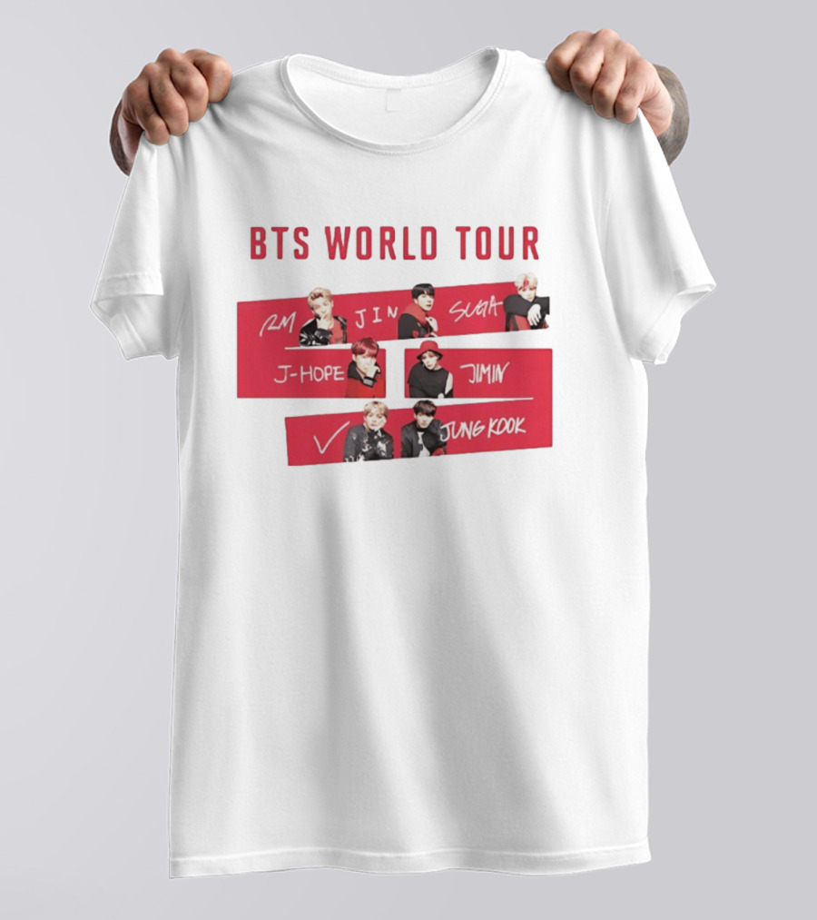 BTS World Tour RM Jin Suga J Hope Jimin V Jungkook T-Shirt