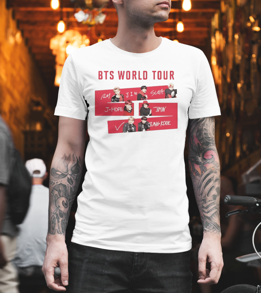 BTS World Tour RM Jin Suga J Hope Jimin V Jungkook T-Shirt