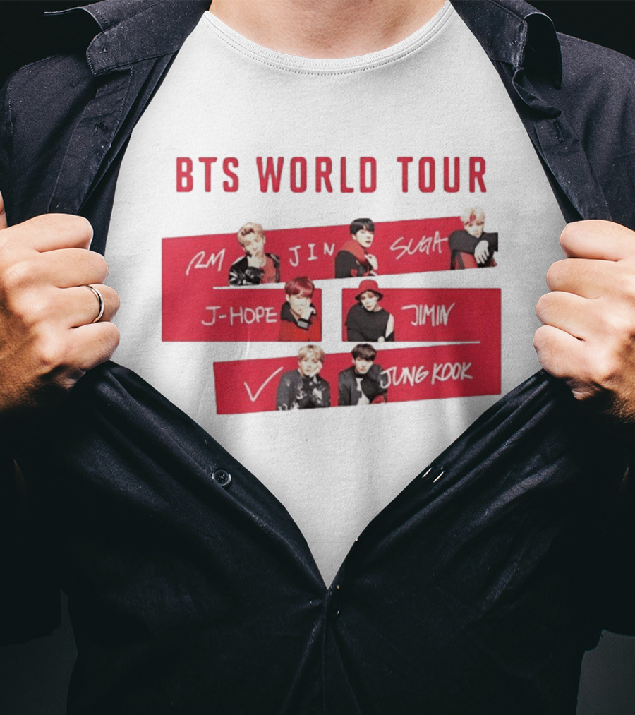 BTS World Tour RM Jin Suga J Hope Jimin V Jungkook T-Shirt