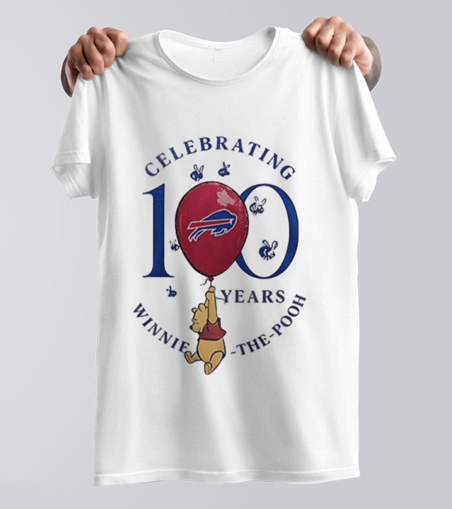 Buffalo Bills Winnie The Pooh 100 Years Anniversary Balloon Celebration T-Shirt