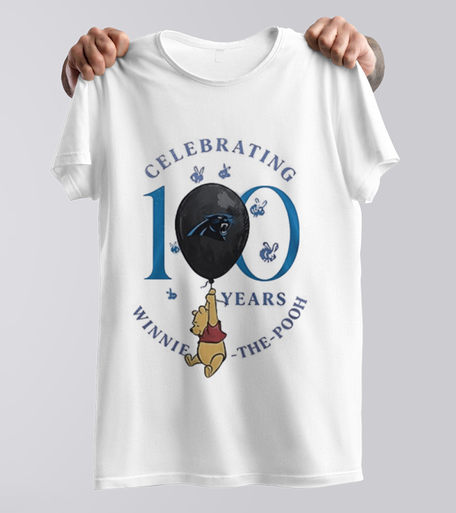 Carolina Panthers Winnie The Pooh 100th Anniversary Celebrating Years T-Shirt